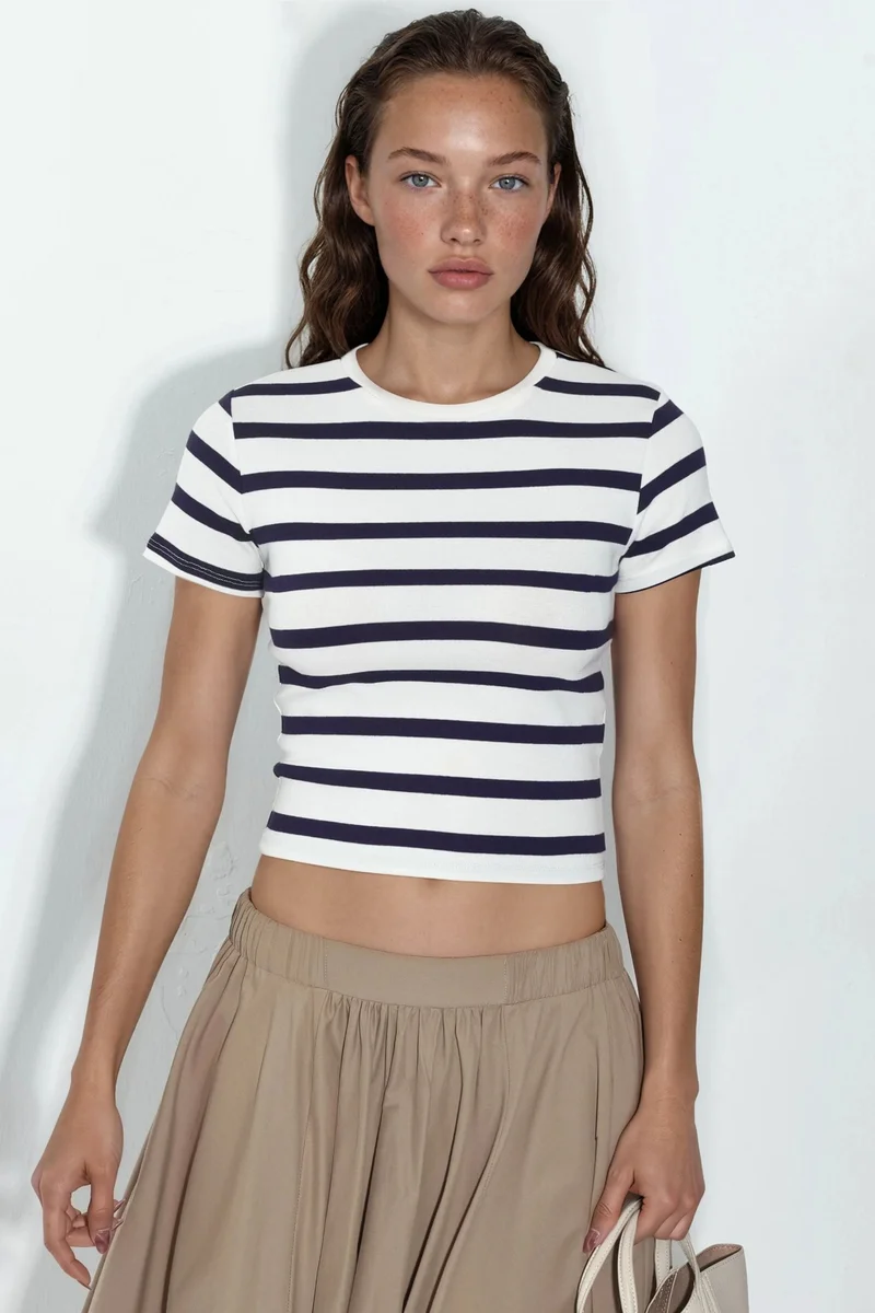 BUSEM Striped Crew Neck Basic T-Shirt