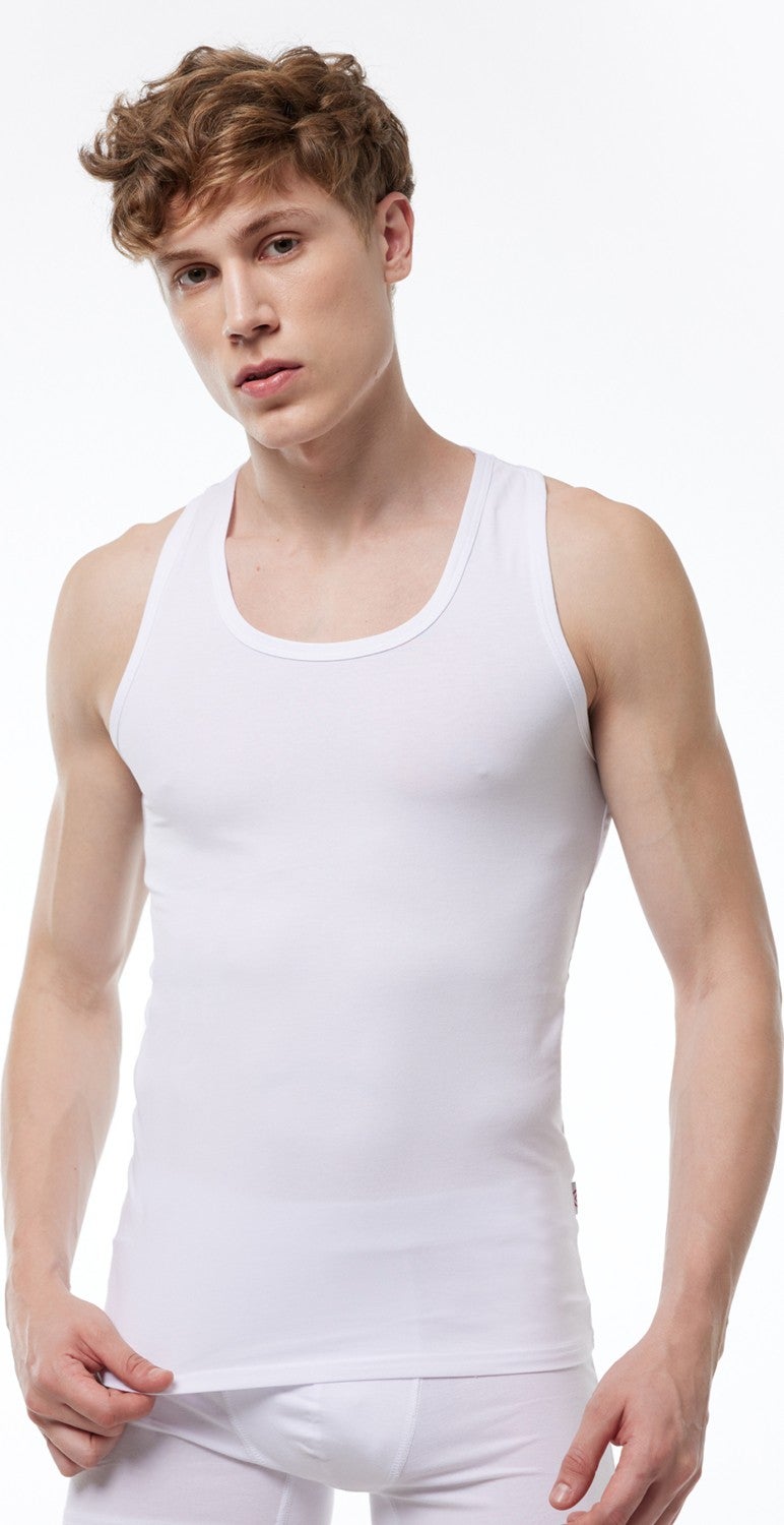Malabadi Men's White Modal Sports Undershirt 009  - Image 1