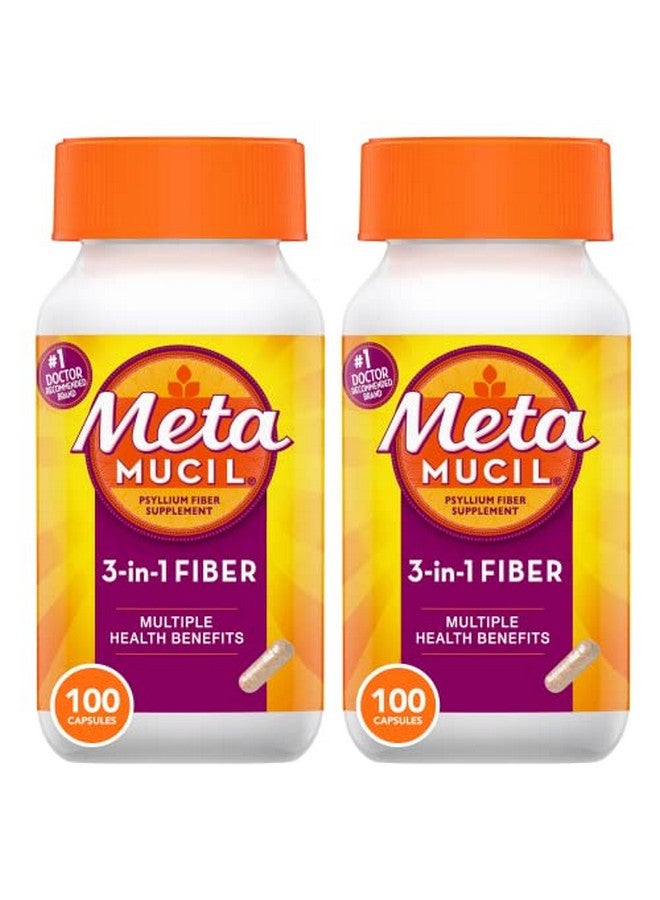 Metamucil Psyllium Husk Fiber Supplement 3In1 Fiber For Digestive Health Plant Based Fiber 100 Capsules (Pack Of 2) - Image 1