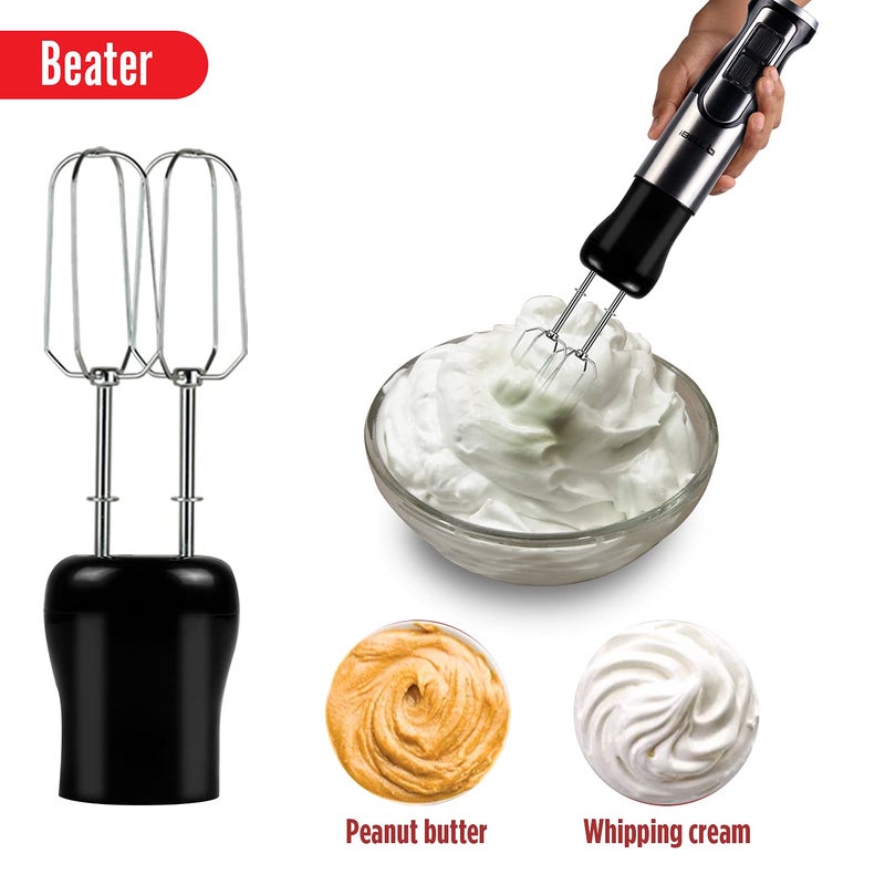 iBELL HB1000J 5in1 Hand Blender 1000Watt Adjustable Speed Control Hand Mixer with WhiskerBeater Immersion Blender Vegetable Chopper 600ml Container Black - Image 4