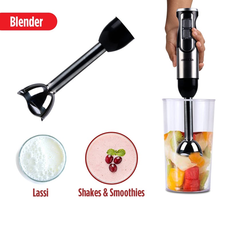 iBELL HB1000J 5in1 Hand Blender 1000Watt Adjustable Speed Control Hand Mixer with WhiskerBeater Immersion Blender Vegetable Chopper 600ml Container Black - Image 5
