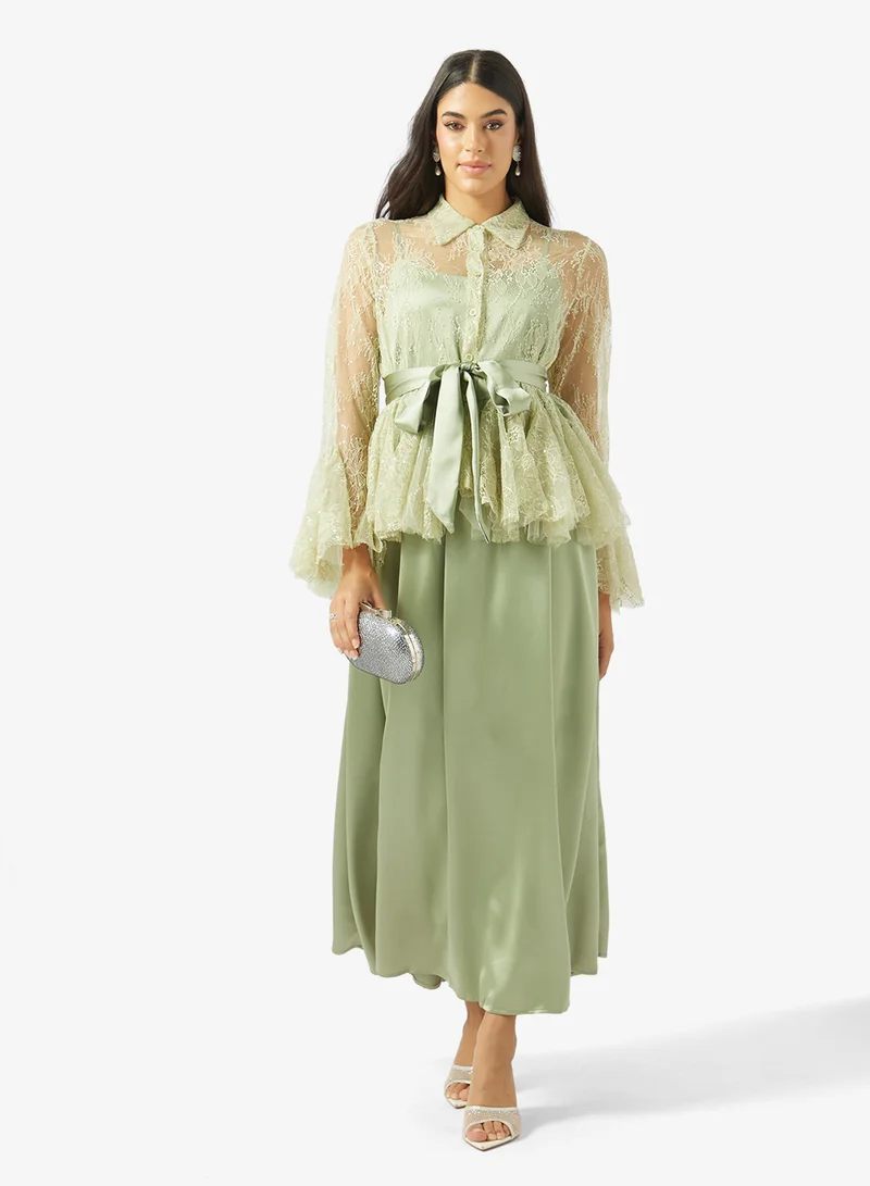 Khizana  Lace Peplum Top & Skirt Set for Women | Best Price UAE