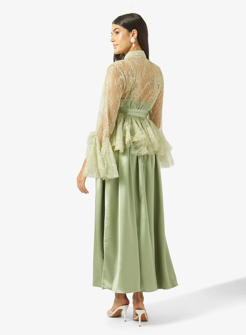 Khizana Lace Peplum Top & Skirt Set