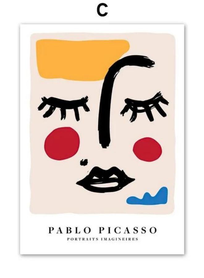 Vintage Matisse Picasso Coral Woman Face Gallery Wall Art Prints Canvas Painting Abstract Posters Pictures For Living Room Decor - Image 1
