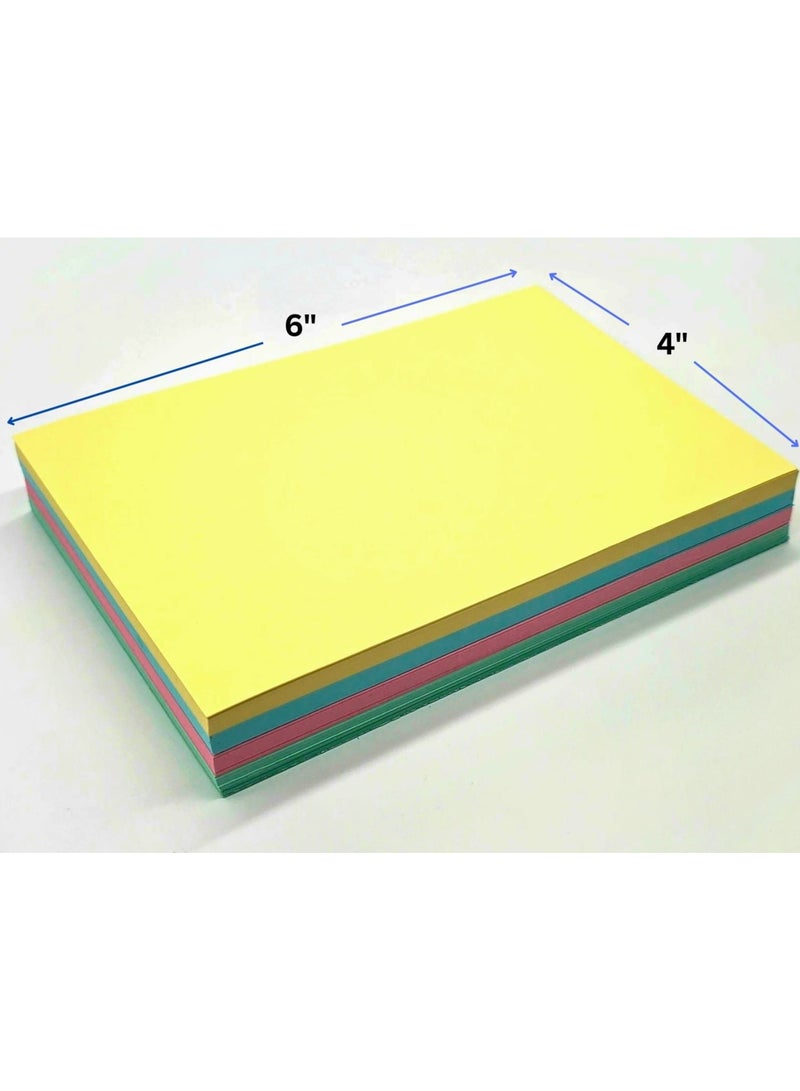 Blank Flash Cards (Pack of 3) 100 Pack Plain Colored Index Cards 6" x 4" 180 GSM for Business, Office School Learning Revision Record Cards - Image 2