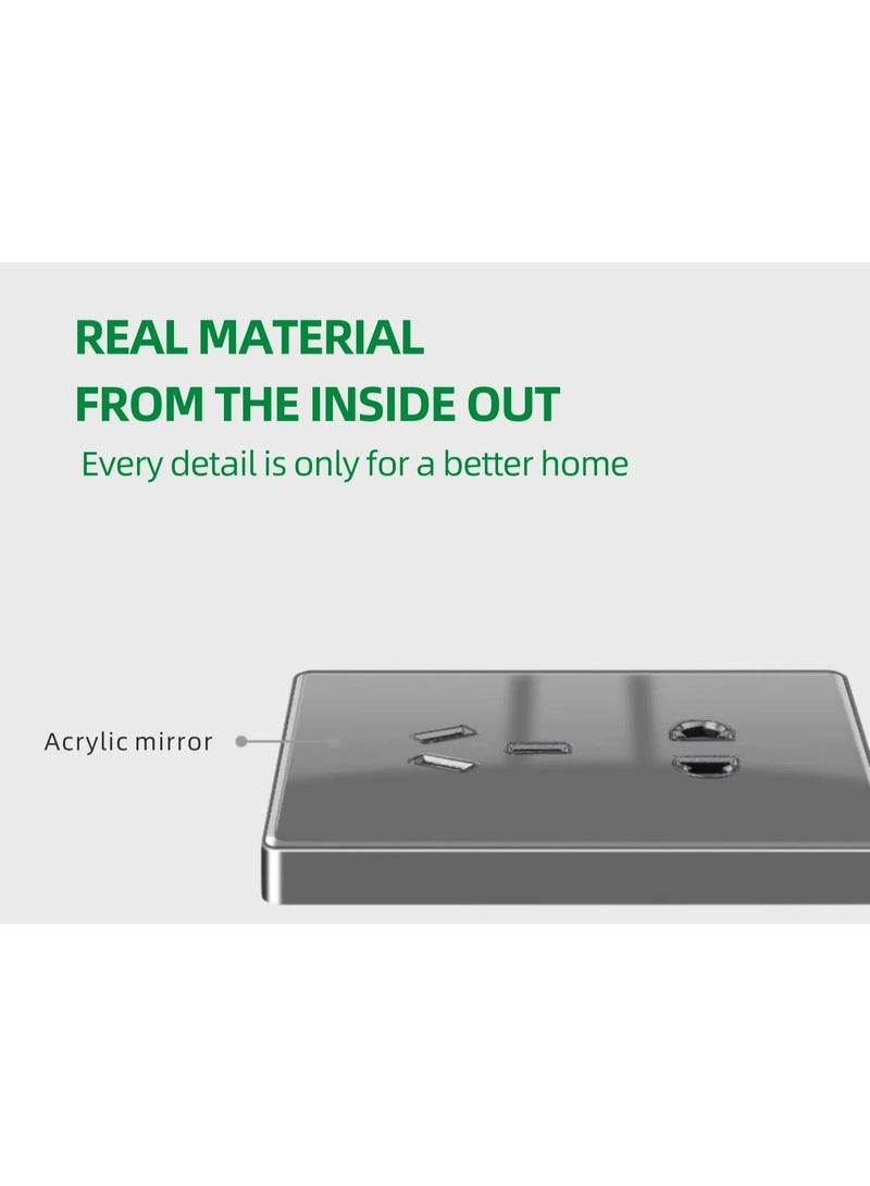 Vmax Wall Socket – Double 3-Pin with Switches, USB & Type-C Ports, Neon Indicator – Gray/White - Image 2