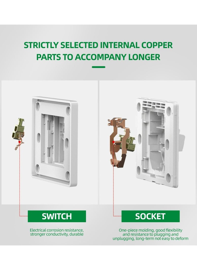 Vmax Wall Socket – Double 3-Pin with Switches, USB & Type-C Ports, Neon Indicator – Gray/White - Image 4