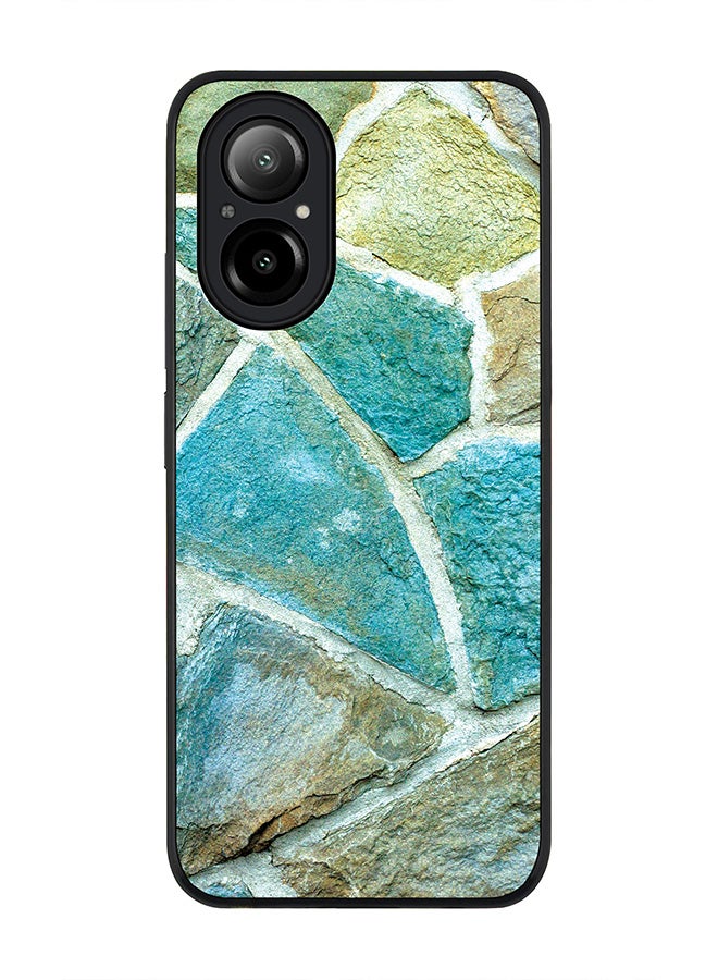 Stylizedd Rugged Black Edge Case for Realme C67 4G, Slim fit Soft Case Flexible Rubber Edges Anti Drop TPU Gel Thin Cover -  Aqya Stones - Image 1