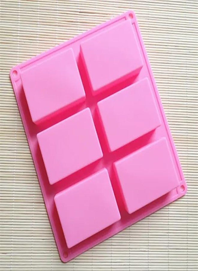 TP Incorp 6-Cavity Rectangle Silicone Soap Mould, Multi-Purpose Baking Tray for Cake, Chocolate, Ice Cube, Pink - Image 3