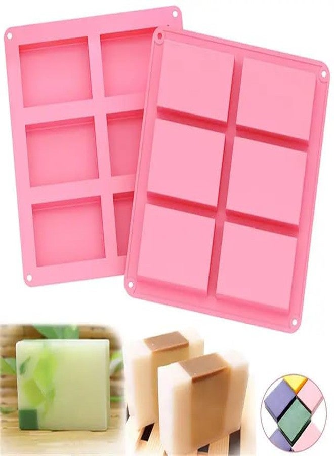 TP Incorp 6-Cavity Rectangle Silicone Soap Mould, Multi-Purpose Baking Tray for Cake, Chocolate, Ice Cube, Pink - Image 2