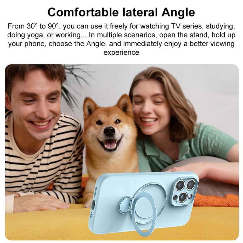 erorex For iPhone 16 Pro Liquid Silicone MagSafe Holder Phone Case(Green) - Image 4