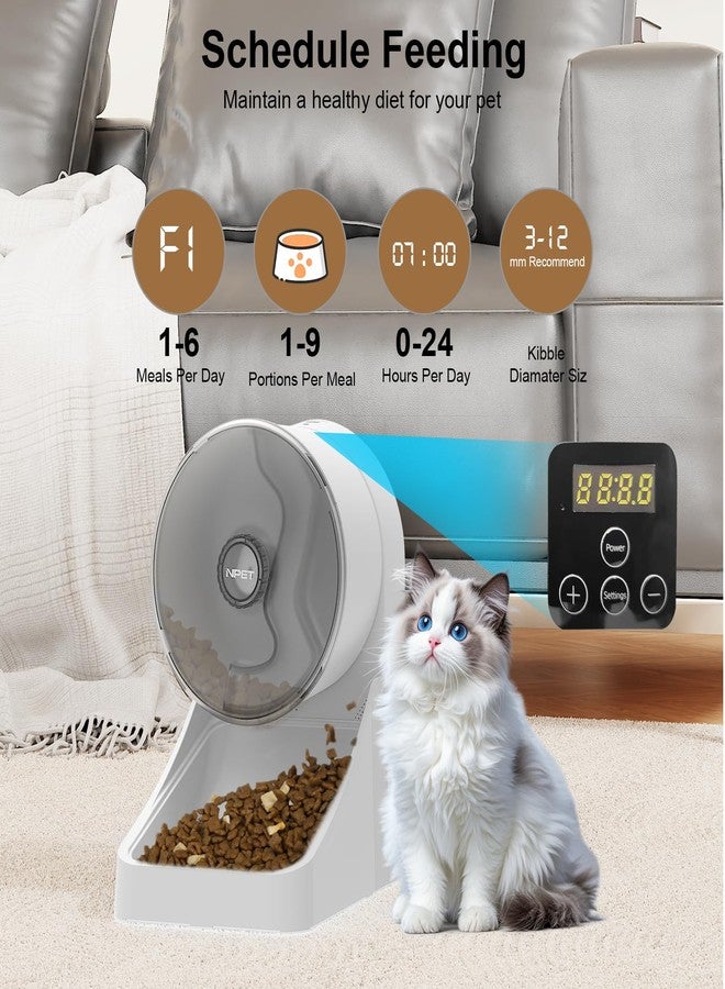 NPET 3L Automatic Cat Feeder for Cats and Small Dogs, Dry Food Dispenser Timed Pet Feeder, 3-4 Meals per Day - Programmable Portion Control (White, Basic Version) - Image 2