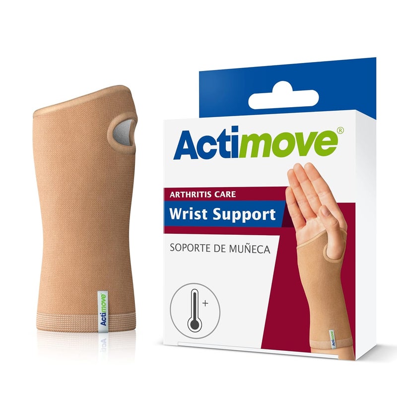 Actimove دعامة معصم أكتيموف لرعاية التهاب المفاصل مع قماش يحتفظ بالحرارة إدارة الألم بدون أدوية لالتهاب المفاصل زيادة الدورة الدموية ارتداء لليسار واليمين بيج صغير - Image 1