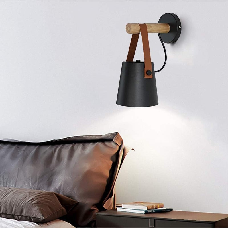 klarako Lamp Wall Sconce LED Sconce Lamp, Swing Arm Wall Lamp Wood Wall Sconce Vintage Industrial Bathroom Wall Bedroom Bedside Wall lamp 110-240V Indoor LED Wall(1#) - Image 3