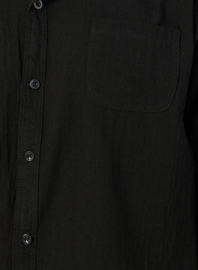Styli Solid Mandarin Collar Regular Fit Shirt