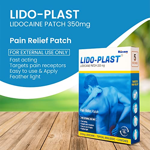 Rusan LIDO-PLAST Large Patch 350mg (5 Patches per Pack) | Lasts 12 Hours | Easy to Apply | Skin-Friendly | Extra Coverage | Feather Thin & Long Lasting - Image 3