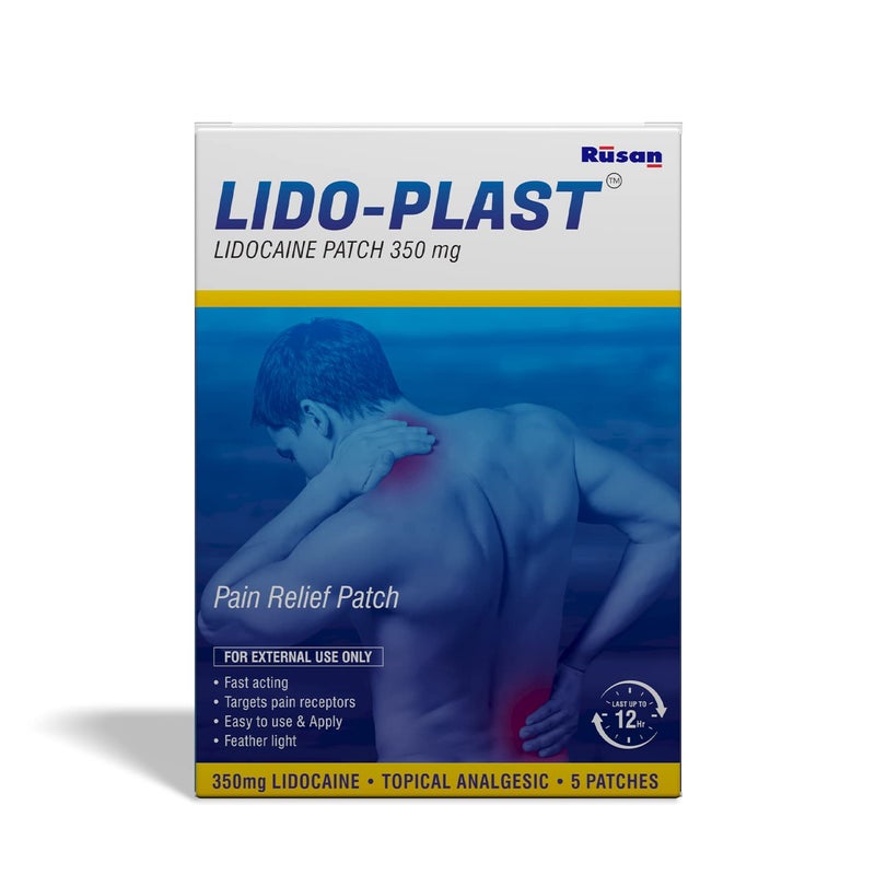 Rusan LIDO-PLAST Large Patch 350mg (5 Patches per Pack) | Lasts 12 Hours | Easy to Apply | Skin-Friendly | Extra Coverage | Feather Thin & Long Lasting - Image 4