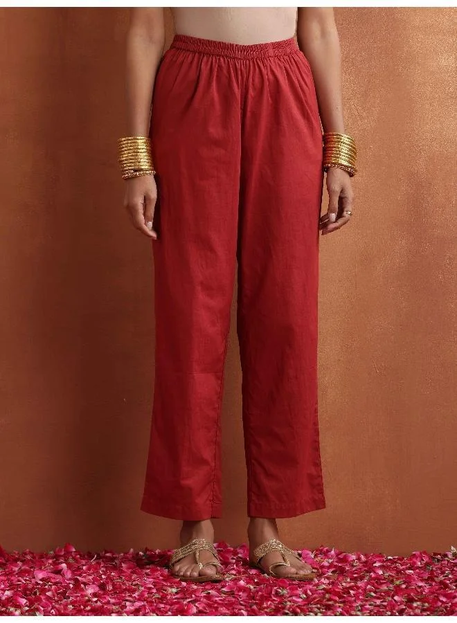 ترو برونز trueBrowns Maroon Flared Anarkali Kurta Set