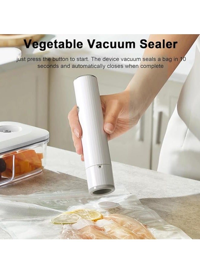 عام آلة ختم الفراغ يدوية، حزمة فراغ محمولة وبدون سلك مع 5 أكياس فراغ، مضخة فراغ محمولة مع تحميل تلقائي من نوع C لحفظ الطعام، ختم فراغ يدوي. - Image 2