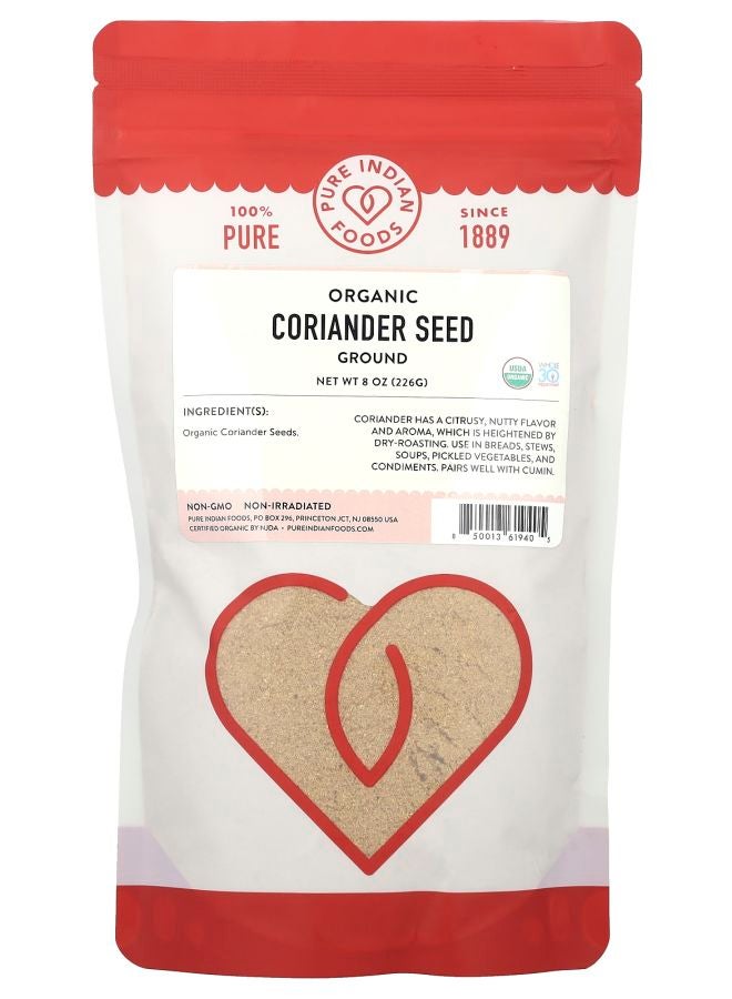 Pure Indian Foods Organic Coriander Seed Ground 8 oz (226 g)