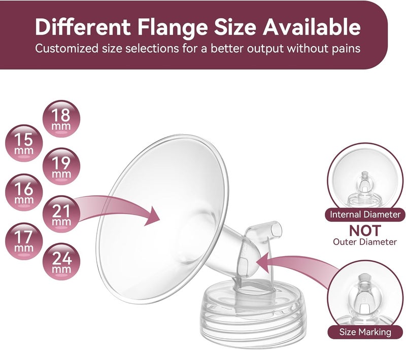 TOVVILD 21 mm Flange Compatible with Spectra S2 S1 9 Plus Ameda MYA Motif Luna Cimilre Breast Shield Duckbill Valves Replacement Replace Wide Mouth Flange - Image 3