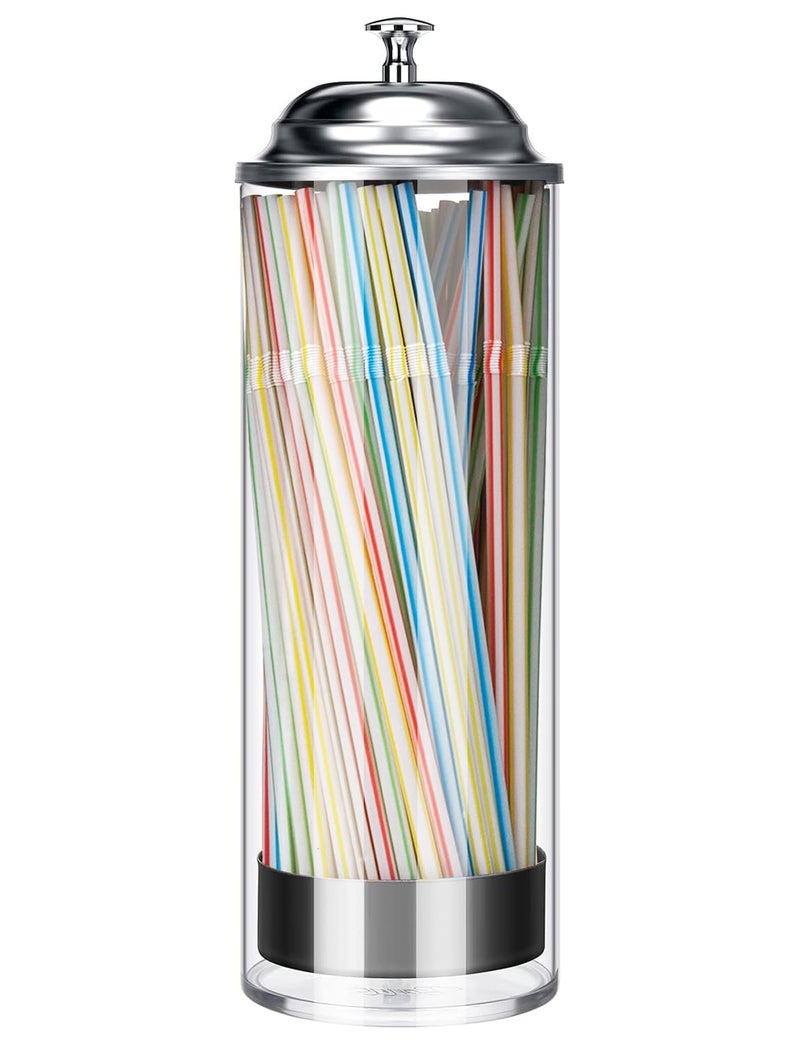 BIGINIWA Straw Holder Dispenser 100 PCS Straws includ - Clear Glass Drinking Straw Container with Lid for Counter - Image 1
