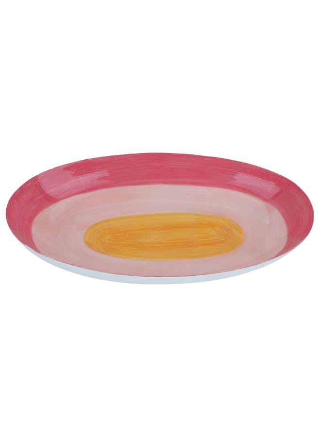 Alsaif Gallery Al Saif Gallery Steel Sweet Serving Plate, Oval, 29.5 x 16.5 x 3.5 cm - Pink - Image 1