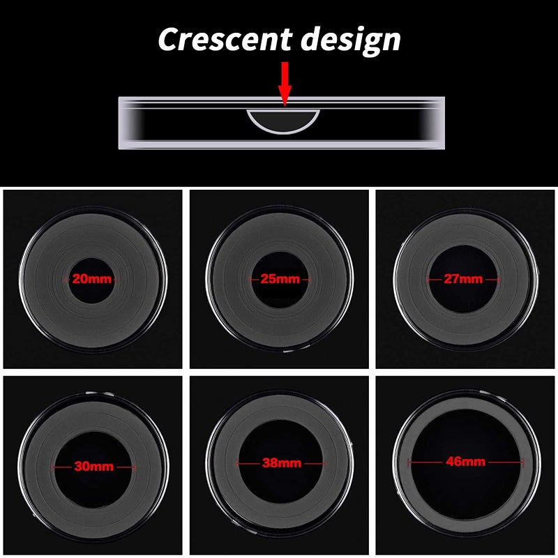 GWCASE 52 Pieces 46mm Coin Capsules with 6 Sizes (20/25/ 27/30/ 38/ 46mm), Collector Case with Foam Gasket and Plastic Storage Organizer for Coin Collection Supplies (Box Only) - Black Inner - Image 3