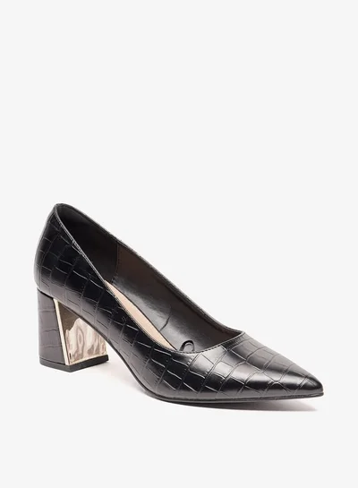 سيليست Women's Textured Slip-On Shoes with Block Heels