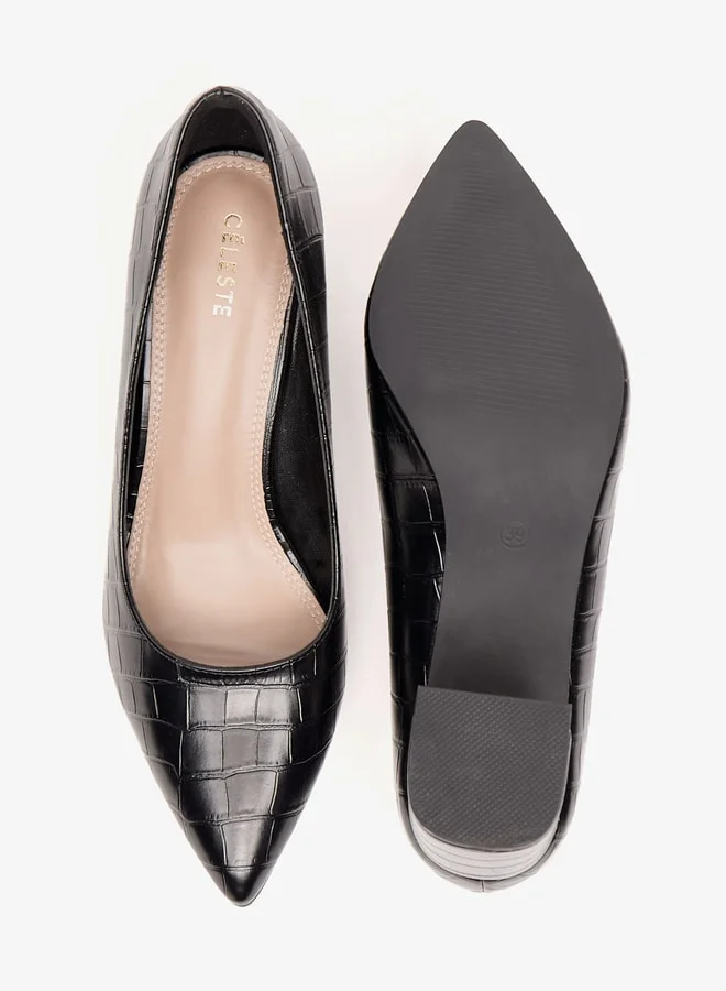 سيليست Women's Textured Slip-On Shoes with Block Heels