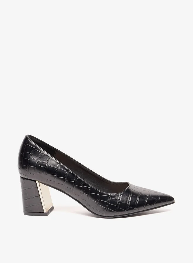 سيليست Women's Textured Slip-On Shoes with Block Heels