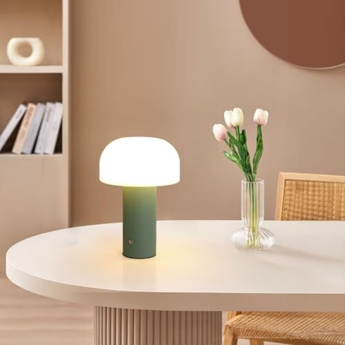 XERGY Plastic Cute Mushroom Shape Table LED Lamp, Touch Control, USB Type C Rechargeable, 1200 mAh Battery, 3 Color Modes, Dimmable for Bedroom, Office, Study Room, Living Room, White - Image 4