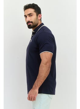 CROSSHATCH Men Regular Fit Brand Logo Short Sleeves Polo, Navy  - Image 2