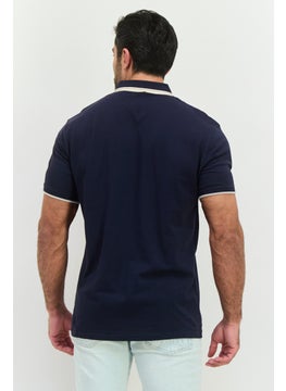 CROSSHATCH Men Regular Fit Brand Logo Short Sleeves Polo, Navy  - Image 3