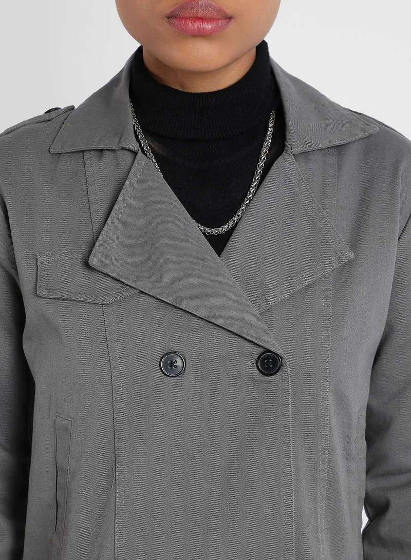 Campus Sutra Campus Sutra Women's Double-Breasted Biker Jacket With Insert Pockets