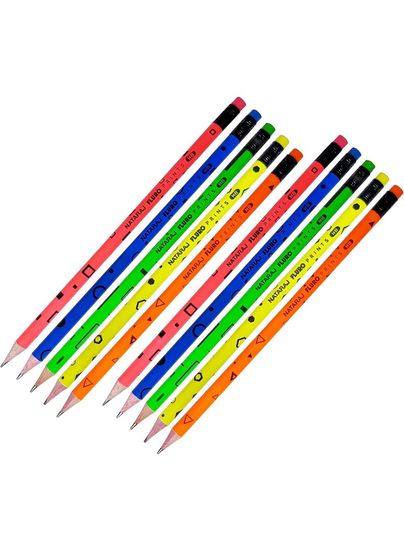 ناتاراج أقلام رصاص دائرية مطبوعة بنمط فلوري من ناتاراج، برأس مطاطي، متعددة الألوان - 12 قطعة - Image 3