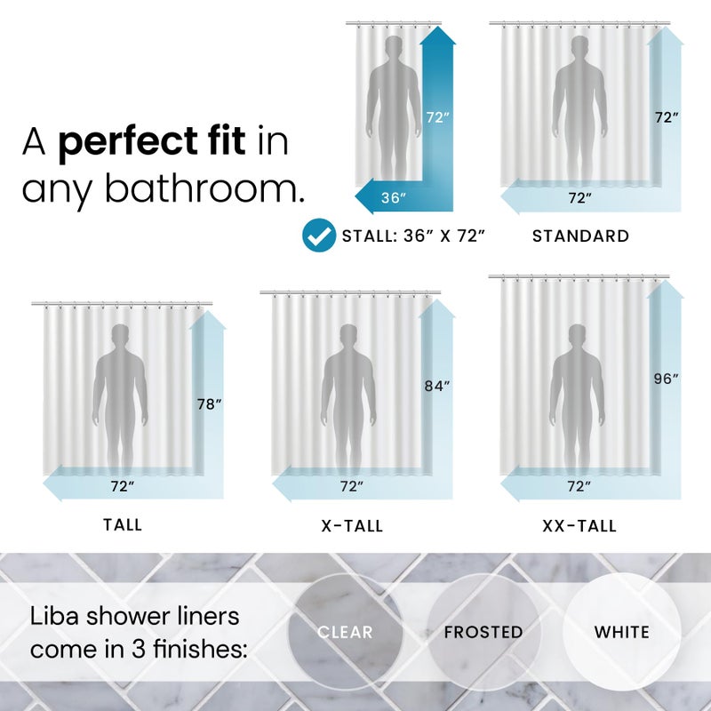 LiBa Bathroom Shower Curtain - Waterproof Plastic Shower Curtain Premium PEVA Non-Toxic with Rust Proof Grommets Clear 8G Heavy Duty Bathroom Accessories 36x72 - Image 2