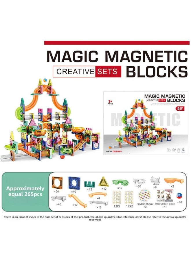 Same-style Children's Magnetic Film Square Color Window Slide Ball Magnetic Assembled Building Block Toy-Color:Creative Slide Magnetic Building Blocks 265pcs [english Packaging]  - Image 1