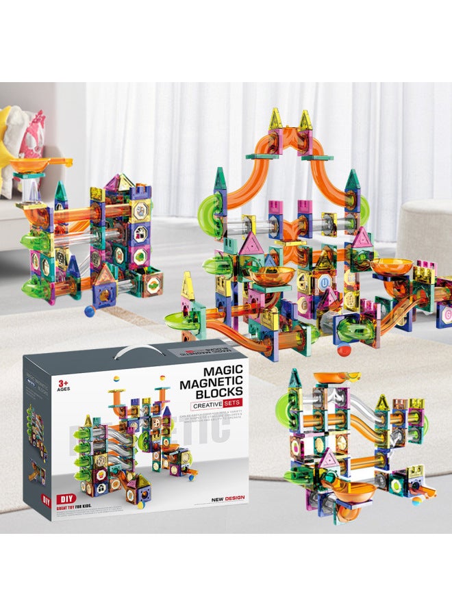 Same-style Children's Magnetic Film Square Color Window Slide Ball Magnetic Assembled Building Block Toy-Color:Creative Slide Magnetic Building Blocks 265pcs [english Packaging]  - Image 2