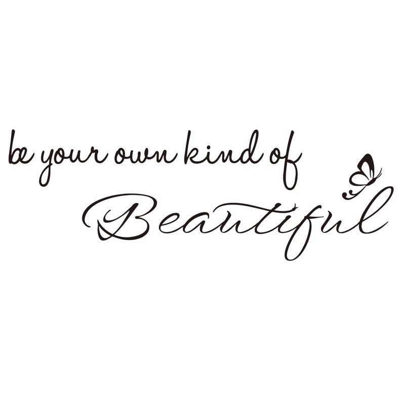 MOVANKRO Be Your Own Kind of Beautiful - Inspirational Quotes Art Letters Positive Motto Decoration Carved Pure Black Vinyl Wall Decal - Image 1