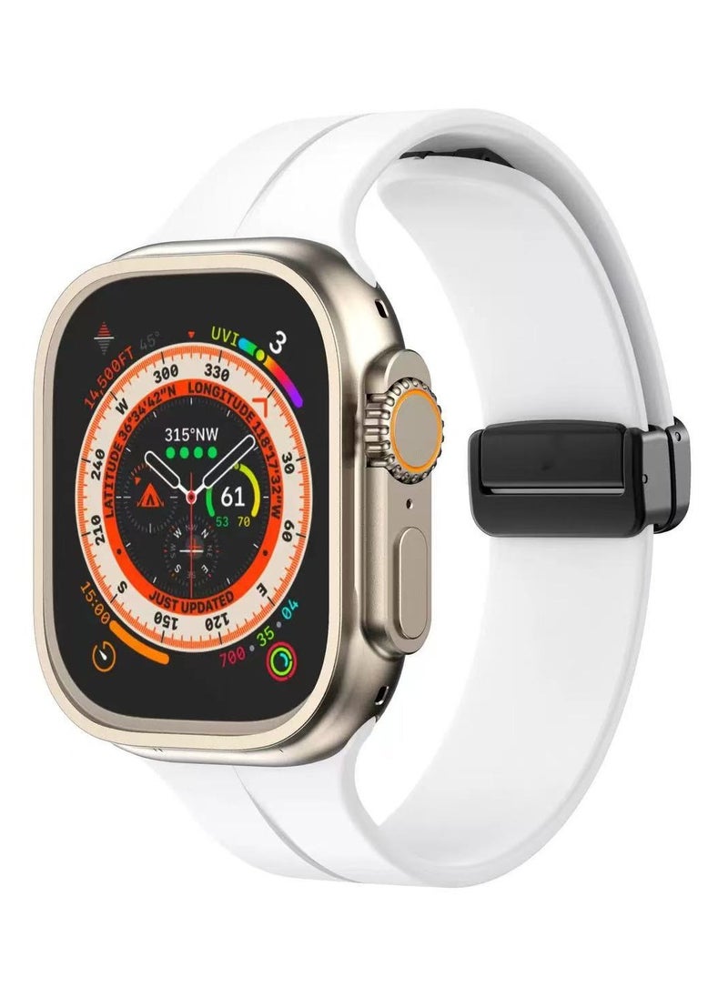 DKNG For LSPs: Apple S10 iwatch Magnetic Folding Clasp Strap 49mm 45mm 44mm 42mm Women's and Men's ultraS9/8/7/6/5 White  - Image 1