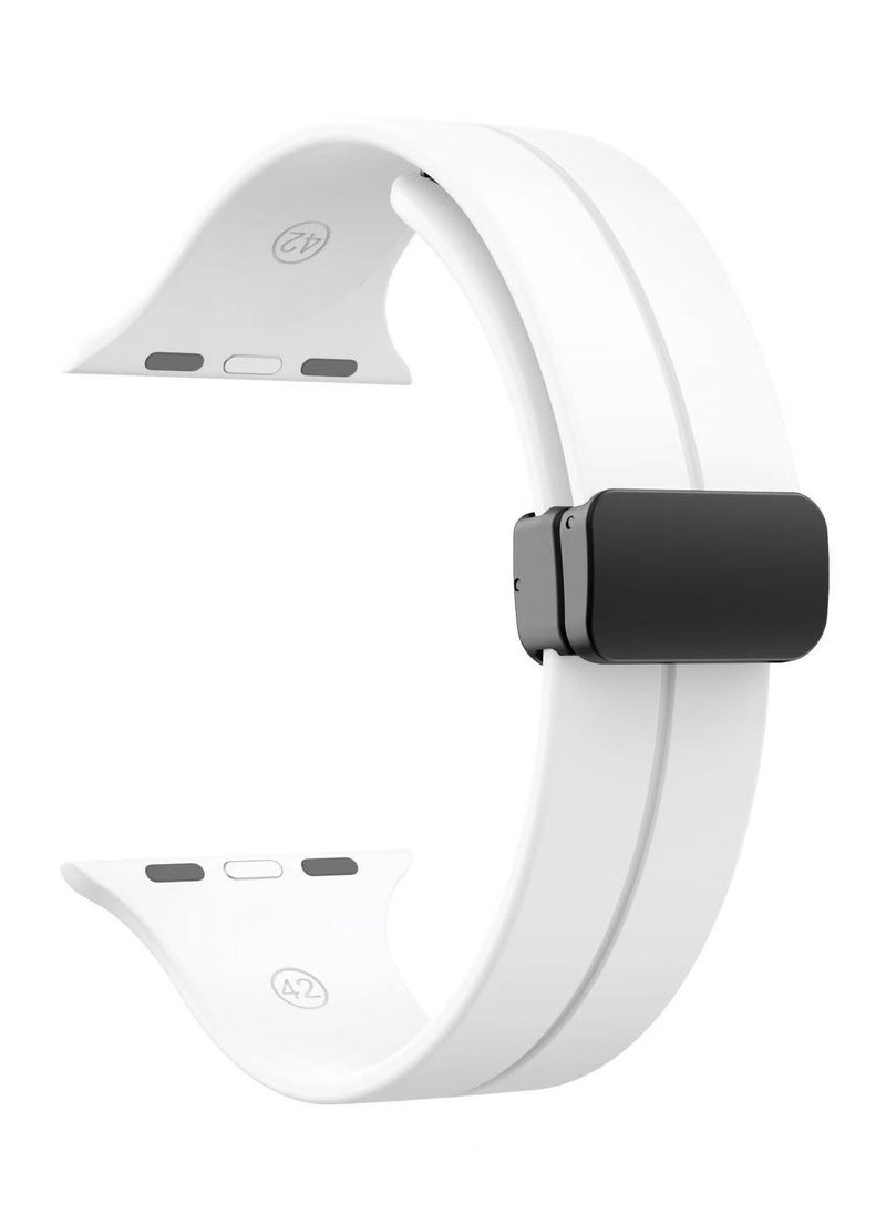 DKNG For LSPs: Apple S10 iwatch Magnetic Folding Clasp Strap 49mm 45mm 44mm 42mm Women's and Men's ultraS9/8/7/6/5 White  - Image 2