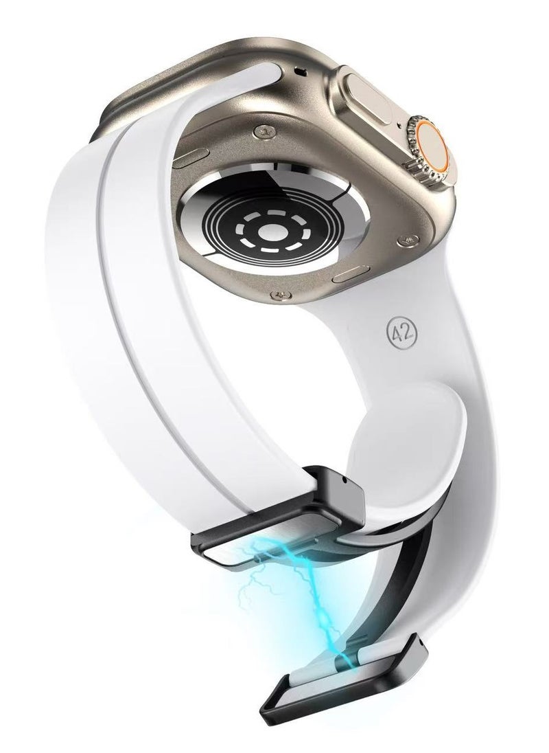 DKNG For LSPs: Apple S10 iwatch Magnetic Folding Clasp Strap 49mm 45mm 44mm 42mm Women's and Men's ultraS9/8/7/6/5 White  - Image 4