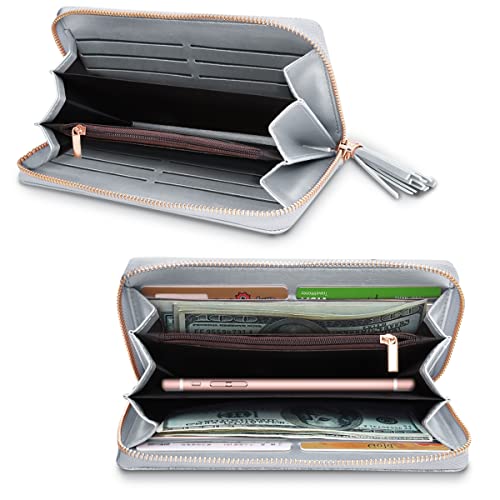 Coco Rossi Women Wallets Multi Card Case Wallet Clutch Wallet Card Holder Organizer Ladies Purse Glitter Tassel Wrist strap Purse,Sliver Glitter - Image 2