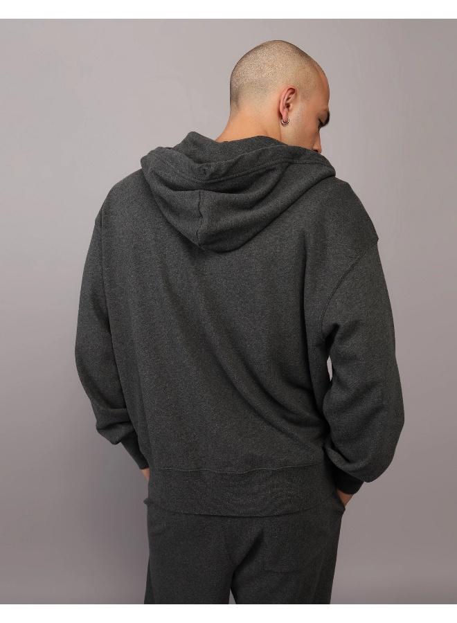 Fleece Zip Through Drawstring Hoodie