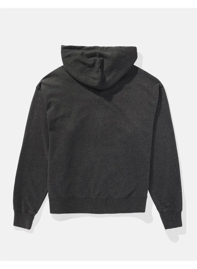 American Eagle Fleece Zip Through Drawstring Hoodie