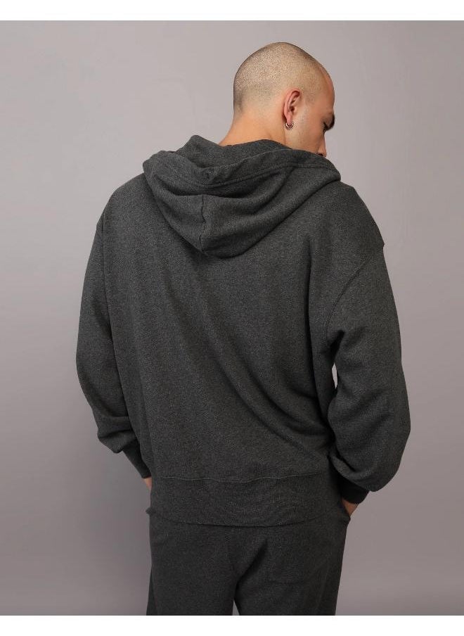 American Eagle Fleece Zip Through Drawstring Hoodie  - Image 2