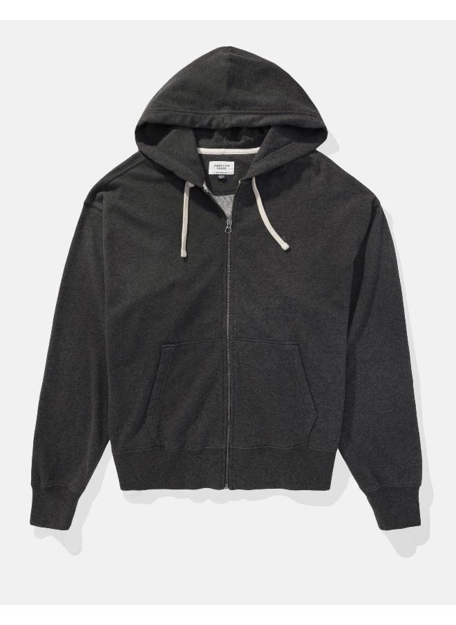 American Eagle Fleece Zip Through Drawstring Hoodie  - Image 3