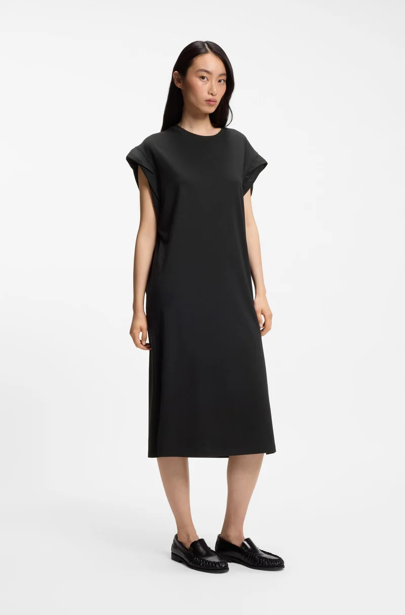 BOSS Cap-sleeve jersey dress with logo detail