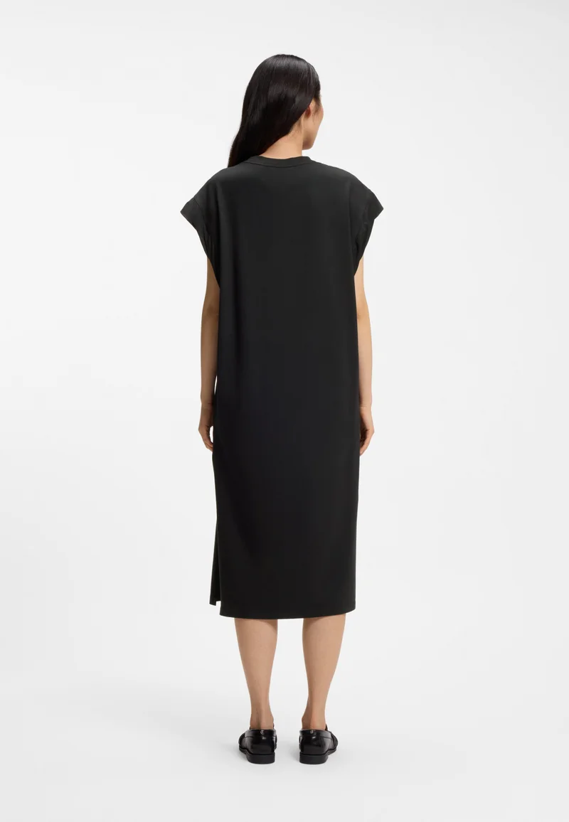 BOSS Cap-sleeve jersey dress with logo detail